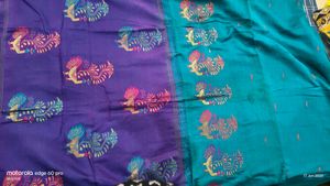 Beautiful Purple Saree with Peacock Motifs