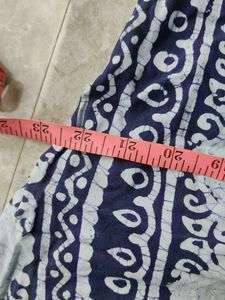 Blue and White Printed Cotton Kurta