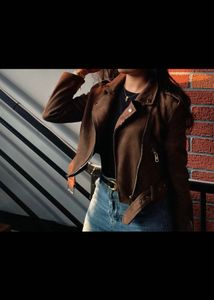 chic bershka suede jacket in brown