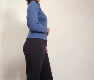 Blue Mock Neck Long Sleeve Top