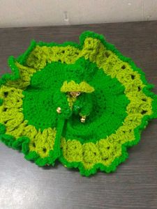 Handmade Green Crochet Dress for laddu Gopal