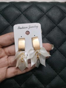 combo of Gold Round Stud Earrings  and ruffle whit