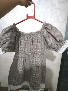 Brown Gingham Off-Shoulder top