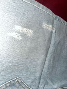 Light Wash Ripped Denim Skirt