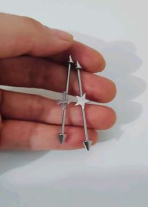 2-Piece Star &amp; cross Industrial Piercing Barbell E
