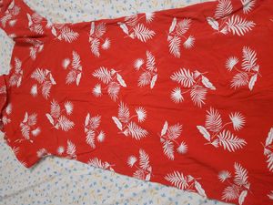 Women's Red Tropical Print Kurta