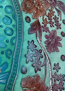 Beautiful Teal Embroidered saare with blouse