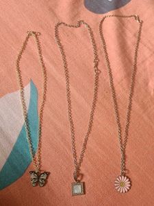 Chic Necklace Set - Butterfly, Daisy & Square Pend