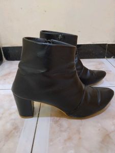 Black Women's Ankle Boots with Block Heels