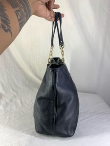 Authentic Tory Burch Black Leather Chain Tote