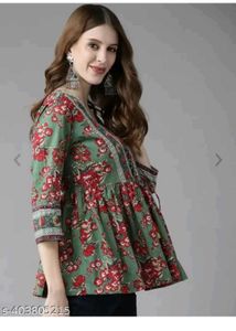 Stylish Floral Print Peplum Kurta Size-M