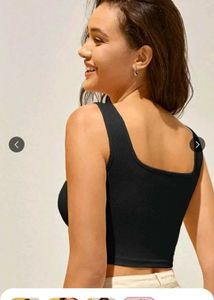 Black Cropped Tank Tops (Set of 2)