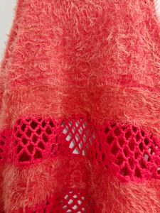 Vibrant Fuzzy Crochet Shrug - free size