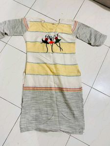 Striped Embroidered Kurta