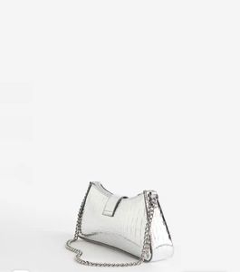 H&amp;M croc heart buckle silver bag