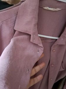 Chic Mauve Textured Button-Up Shirt