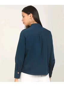 Teal Mock Neck Button Detail Top