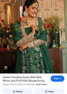 New Embellished Green Print Kurta 4 piece set