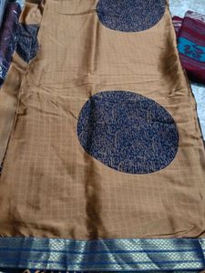 Elegant Brown Saree with Blue Border