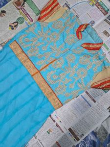 Beautiful Blue Anarkali Gown with dupatta