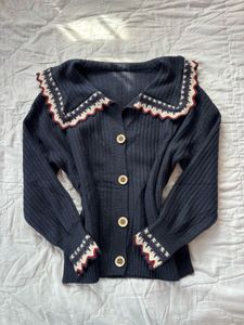 Cozy Navy Button-Up Cardigan
