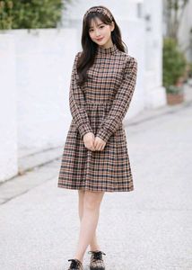 Self-stitched dress Chic  Plaid Mini Dres