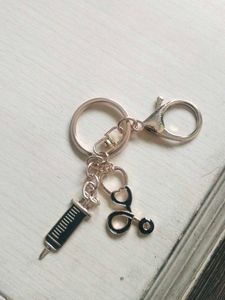 Dr Keychain with Syringe &amp; Stethoscope