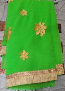 Vibrant Green Embroidered Saree