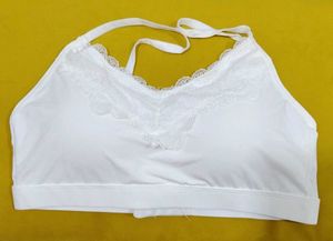 261 -- White Lace Trim bra 3 hook back