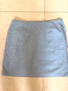 Light Blue linen look Mini Skirt