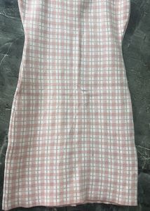Pink &amp; White Checkered Mini Dress for Women – Size
