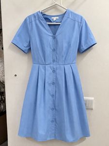 H&M Light Blue Button-Up Dress