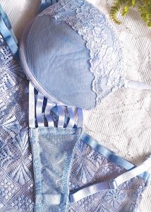 Blue Lace Trim Padded Bra with beautiful brief 👍