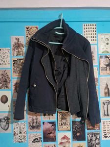 navy hard cotton jacket  with blanket interior