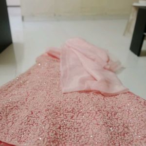 Elegant Pink Embellished Dress Fabric
