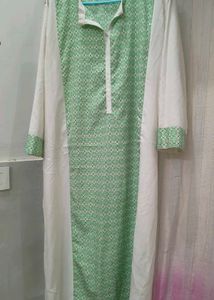 Women's White & Green printed Kurta