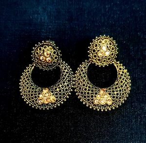 Gold Oxidized Earrings