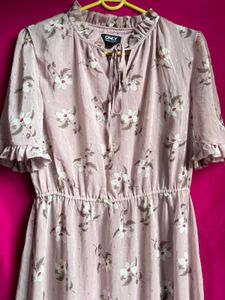 Light Pink Floral Midi Dress