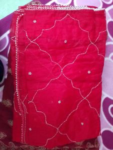 Red Embroidered Organza Saree