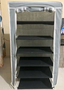 Grey Fabric Wardrobe with vast iron base