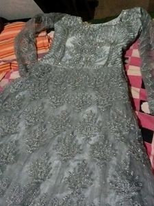 Elegant Silver Embellished Gown
