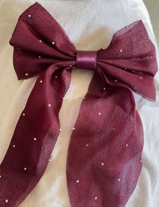 Burgundy Long tail Sparkle Hair Bow