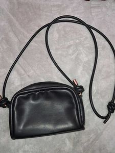Chic Black Faux Leather Crossbody Bag