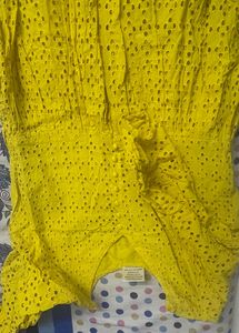 Vibrant Yellow Eyelet Top