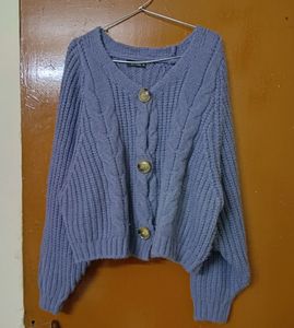 Korean Blue Stylish Wool Cardigan