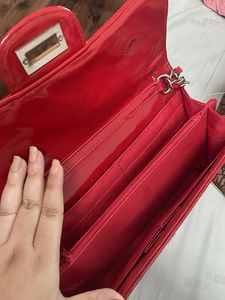 Chic Red Patent Quilted Clutch