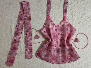 Desi pink halter top with scarf
