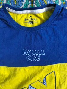 hot yellow with blue bicycle t shirt for boys