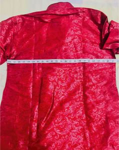 Men's Red Jacquard Kurta