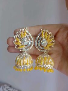 Stunning Yellow Jhumka Earrings